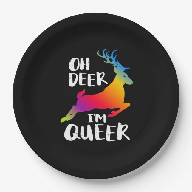 Oh Deer Queer Pride Minimal Artistic Style  Paper Plate (Front)