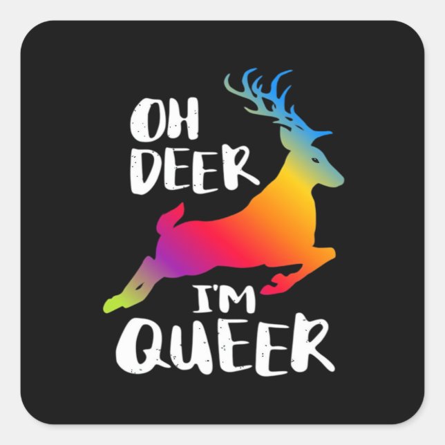 Oh Deer Queer Pride Minimal Artistic Style  Square Sticker (Front)