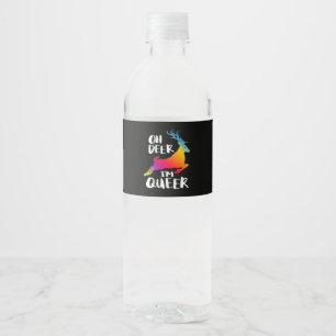 Oh Deer Queer Pride Minimal Artistic Style Water Bottle Label