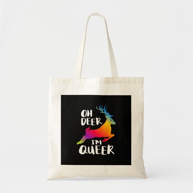 Oh Deer Queer Pride Minimal Artistic StyleTote Bag (Front)