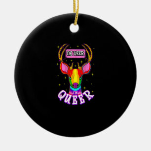 Oh Deer Queer Pride Month Celebration Gift Ceramic Tree Decoration