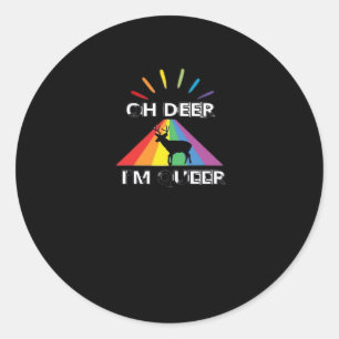 Oh Deer Queer Trendy Aesthetic Design  Classic Round Sticker