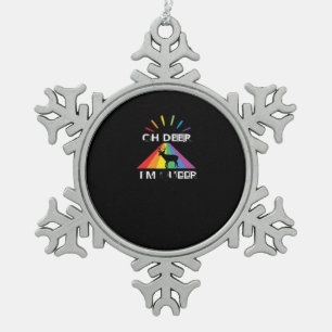 Oh Deer Queer Trendy Aesthetic Design Snowflake Pewter Christmas Ornament