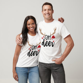 Oh Deer Reindeer Antlers Funny Merry Christmas T-Shirt