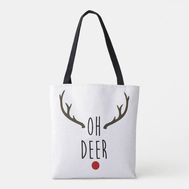OH DEER Reindeer Christmas Holiday Festive Tote Bag (Back)