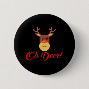 Oh Deer Retro Classic   6 Cm Round Badge