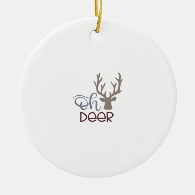 Oh Deer Retro Classic Design Ceramic Tree Decoration (Front)