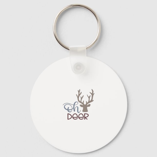 Oh Deer Retro Classic Design Keychain (Front)