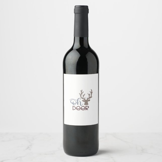 Oh Deer Retro Classic Design Wine Label (Front)