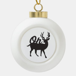 Oh Deer Retro Classic Vibe Ceramic Ball Christmas Ornament