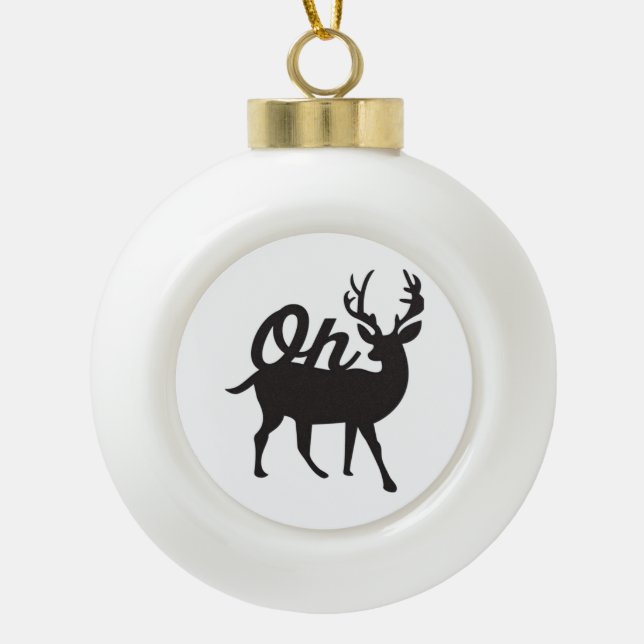 Oh Deer Retro Classic Vibe  Ceramic Ball Christmas Ornament (Front)