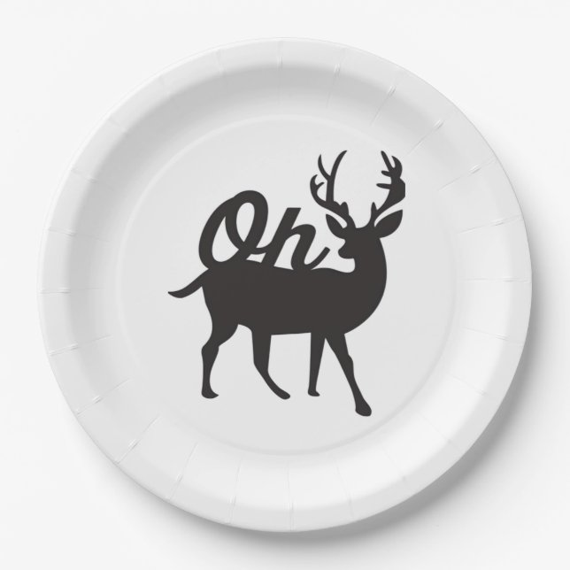 Oh Deer Retro Classic Vibe  Paper Plate (Front)