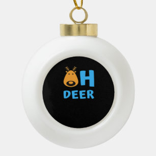 Oh Deer Retro Holiday Vibe  Ceramic Ball Christmas Ornament