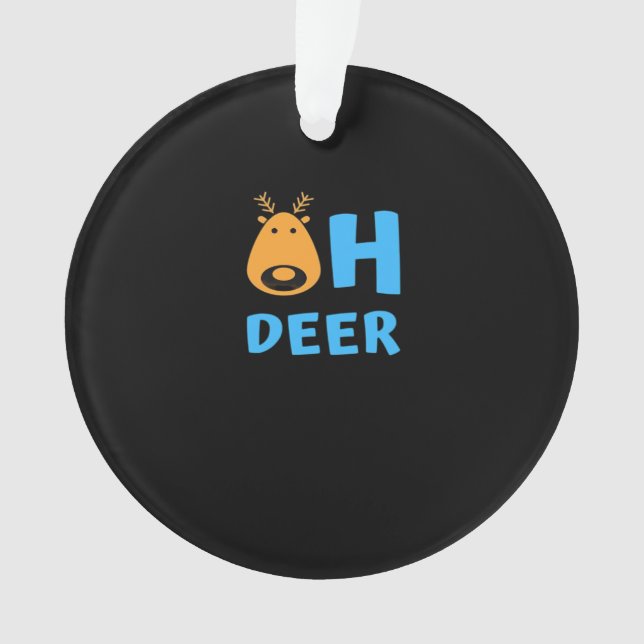 Oh Deer Retro Holiday Vibe Ornament (Front)