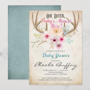 Oh Deer Rustic Baby Shower Invitation