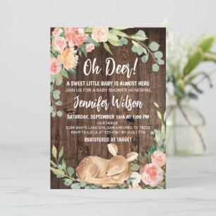 Oh Deer Rustic Boho Floral Baby Shower Invitation