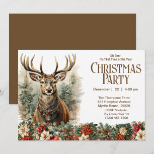 Oh Deer Rustic Christmas Holiday Party Invitation