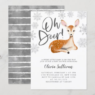 Oh Deer Rustic Winter Gender Neutral Baby Shower Invitation