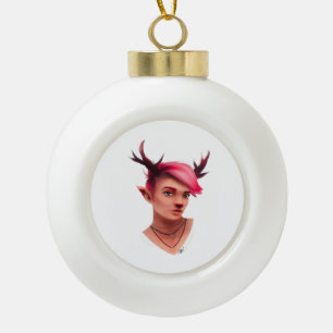 Oh Deer Simple Creative Style  Ceramic Ball Christmas Ornament