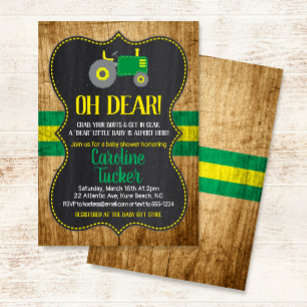 Oh Deer Tractor Baby Shower Invitation card
