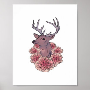 Oh Deer Trendy Minimal Aesthetic  Poster