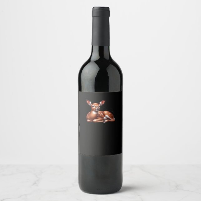 Oh Deer Trendy Modern Aesthetic  Wine Label (Front)