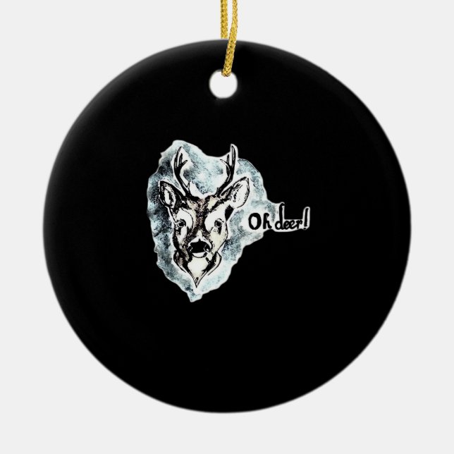 Oh Deer Trendy Modern Style Ceramic Tree Decoration (Front)