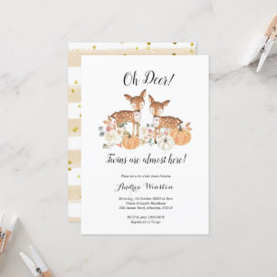 Oh Deer Twins Pumpkin Baby Shower Invitation
