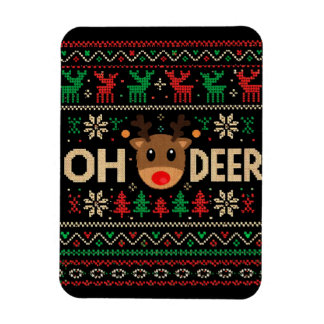 Oh Deer Ugly Christmas Sweater Puzzle Magnet