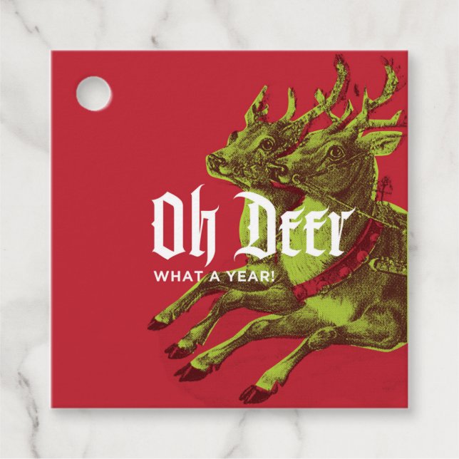 Oh Deer Vintage Reindeer Christmas Gift Tag (Front)
