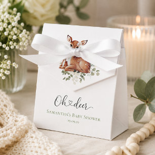 Oh deer watercolor floral baby shower favour box