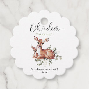 Oh deer watercolor floral baby shower favour tags