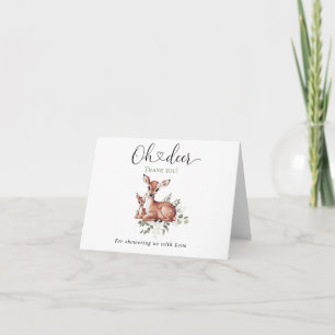Oh deer watercolor floral baby shower thank you card
