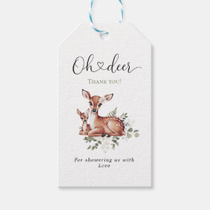 Oh deer watercolor floral baby shower thank you gift tags
