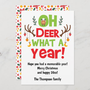 Oh Deer What A Year 2025 Reindeer Christmas Holiday Card