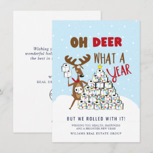 Oh Deer What a Year Christmas Corporate Holiday Card