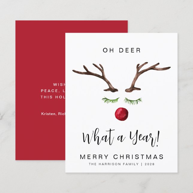 Oh Deer What A Year Christmas Holiday Card (Front/Back)