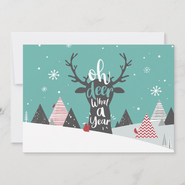 Oh Deer What A Year Christmas Holiday Card (Front)