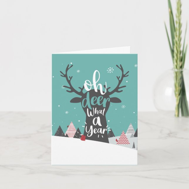 Oh Deer What A Year Christmas Holiday Card (Front)