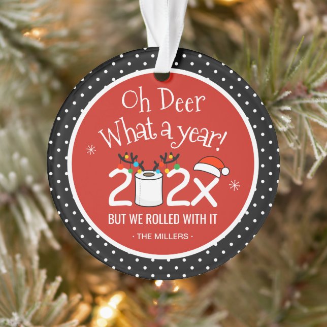 Oh Deer What A Year Christmas Ornament (Tree)