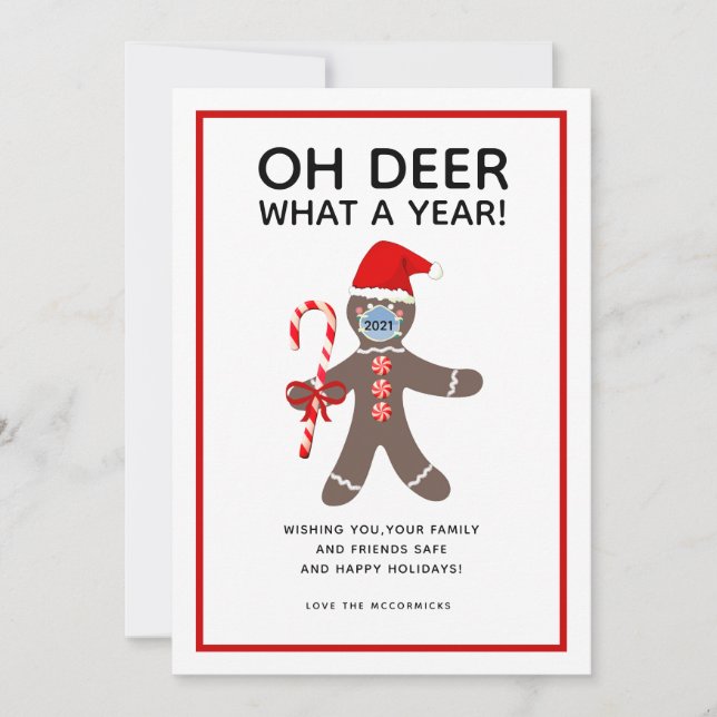 Oh Deer What A Year Funny Christmas 2021 Holiday Card (Front)