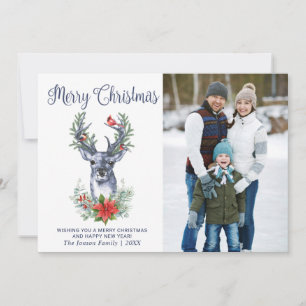 Oh Deer What a Year Merry Christmas Greeting PHOTO Holiday Card
