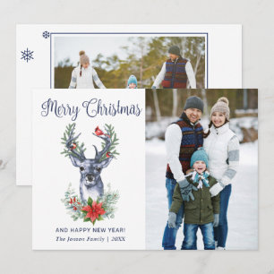 Oh Deer What a Year Merry Christmas Greeting PHOTO Holiday Card