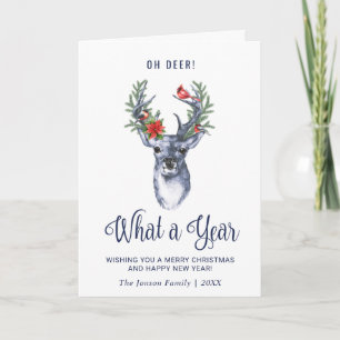 Oh Deer What a Year Merry Christmas Holiday Card