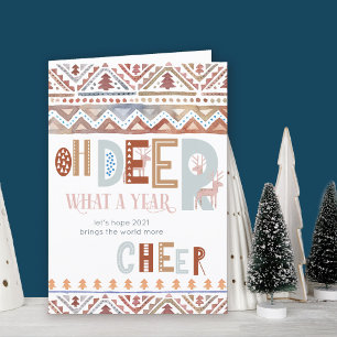 Oh Deer What a Year Nordic Christmas Fairisle Holiday Card