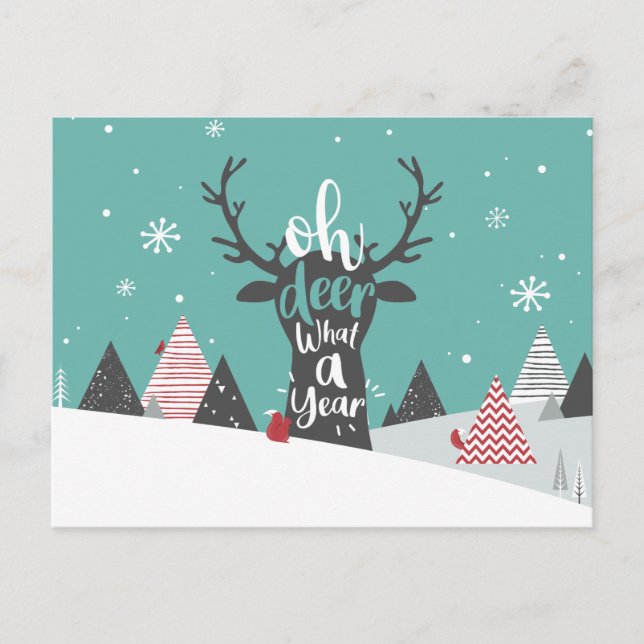 Oh Deer What A Year Pandemic 2020 Christmas Holiday Postcard (Front)