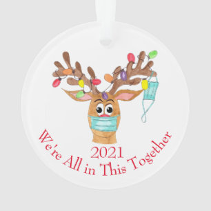 Oh Deer What a Year! Rudolph Face Masked Reindeer Ornament