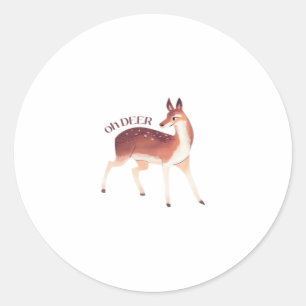 Oh Deer Whimsical Creative Design Classic Round Sticker