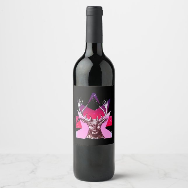 Oh Deer Whimsical Creative Design  Wine Label (Front)