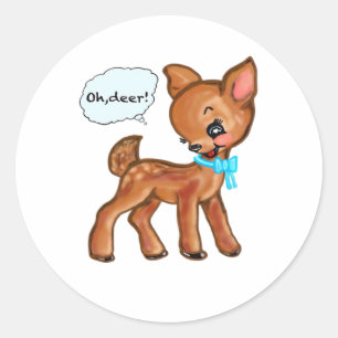 Oh Deer Whimsical Forest Vibe Classic Round Sticker
